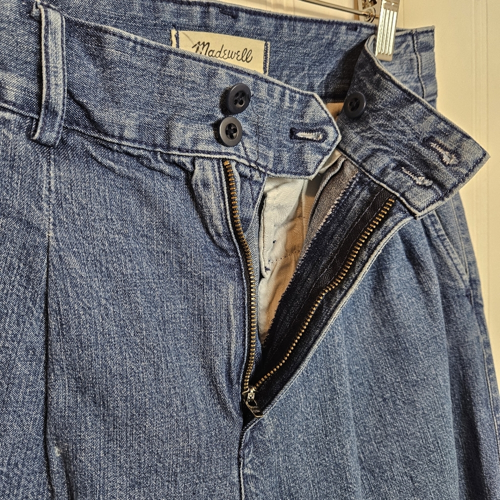 Madewell Jeans High Rise Wide Leg Cropped Pleated Front Denim Size 4 - Picture 10 of 16